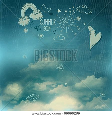 summer sky poster doodle