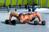 foto of dumbbells  - Gym man push - JPG 