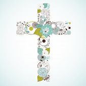 picture of handshake  - Beautiful cross made from flowers - JPG 
