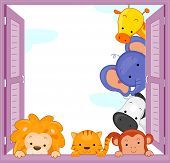 pic of animals  - Illustration of Zoo Animals Peeping at the Window - JPG 