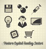 stock photo of venture  - Collection of retro style venture capital funding icons - JPG 