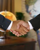 stock photo of handshake  - Handshake in business office - JPG 