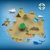 picture of map  - vector illustration of pirate treasure map - JPG 