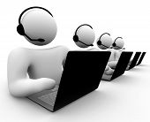 image of telemarketing  - A bank of call center operators  - JPG 