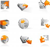 stock photo of puzzle  - Set of vector puzzle icons and elements  - JPG 
