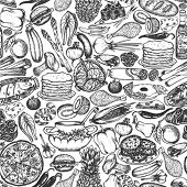picture of food  - Seamless food doodle pattern - JPG 