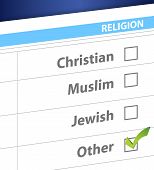 stock photo of religion  - pick your religion blue survey illustration design - JPG 