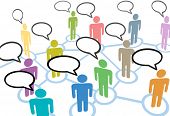 foto of network  - A group of diverse people talk in social media speech communication network connections - JPG 
