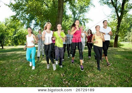 Picture or Photo of Runners, jogging group in park