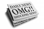 foto of newspaper  - Daily news newspaper headline reading OMG shocking news concept for astonishing news - JPG 