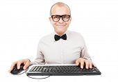 stock photo of mouse  - Computer geek with keyboard and mouse - JPG 