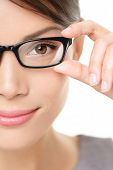picture of closeup  - Eyewear glasses woman closeup portrait - JPG 