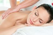picture of beauty  - Beautiful young woman relaxing with hand massage at beauty spa - JPG 