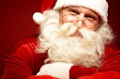 image of holidays  - Photo of happy Santa Claus in eyeglasses looking at camera - JPG 