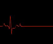 stock photo of dead-line  - red flat lining heart rhythm on black background  - JPG 