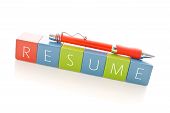 pic of buildings  - Resume Building concept with toy blocks and pen - JPG 