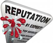 stock photo of leadership  - A Reputation thermometer with mercury rising past the words credible - JPG 