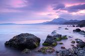 foto of sunset  - Sea stones at sunset - JPG 