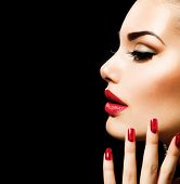 stock photo of holidays  - Beauty Woman with Perfect Makeup - JPG 
