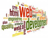 stock photo of web  - Web development concept in word tag cloud on black background - JPG 