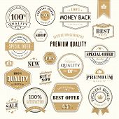 picture of objects  - Set of vector golden badges and stickers for sale - JPG 