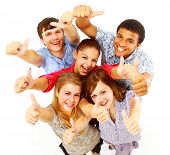 picture of group  - casual group of happy people isolated over white - JPG 