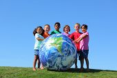 picture of globe  - Kids with large earth ball - JPG 