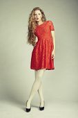picture of  photo  - Fashion photo of young magnificent woman in red dress - JPG 