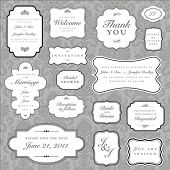 stock photo of pieces  - Set of ornate vector frames and ornaments with sample text - JPG 