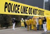 pic of dead-line  - a police line in front of a hazmat decontamination shower - JPG 