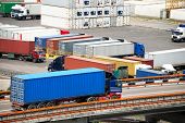 stock photo of transportation  - Transportation of cargoes in containers by lorry - JPG 