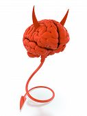 pic of cerebellum  - 3D render of red devil brain on white background - JPG 