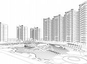 foto of wireframe  - 3D rendering wireframe of housing project white background - JPG 