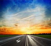 image of landscape  - Summer landscape with old road - JPG 