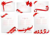 foto of holidays  - Set of gift card notes with red bows with ribbons - JPG 