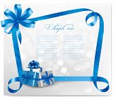 foto of holidays  - Holiday background with blue gift bow and gift boxes - JPG 