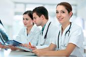 image of medical  - Group of medical students studying in classroom - JPG 