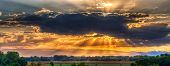 stock photo of france  - Sunset over the Vosges Mountains  - JPG 