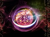 picture of time  - Arrangement of clock elements and turbulence lines on the subject of time schedule deadlines and time critical processes - JPG 