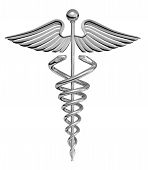 foto of medical  - chrome caduceus over a white background - JPG 