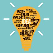 picture of illustration  - Vector illustration of a lightbulb with idea synonyms and associations - JPG 