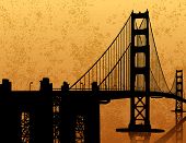 pic of golden gate bridge  - a silhouette of the Golden Gate Bridge in San Francisco with a grunge background - JPG 