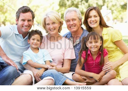 Picture or Photo of Extended Group Portrait Of Family Enjoying Day In Park