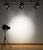 image of spotlight  - A vintage theater spotlight on a white background - JPG 