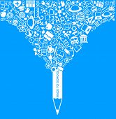 image of science  - creative splash pencil with school icons set illustration - JPG 