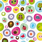 picture of animals  - Cute kid pattern with little animals bugs and fruit in vector - JPG 
