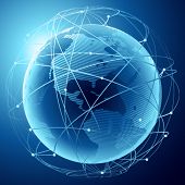 stock photo of globe  - Modern earth in a web of satellites - JPG 