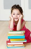 picture of preschool  - Portrait preschooler with book in kindergarten - JPG 