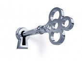 stock photo of keys  - Silver key in keyhole - JPG 