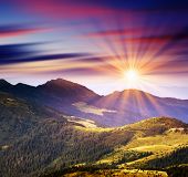 picture of landscape  - Majestic sunset in the mountains landscape - JPG 